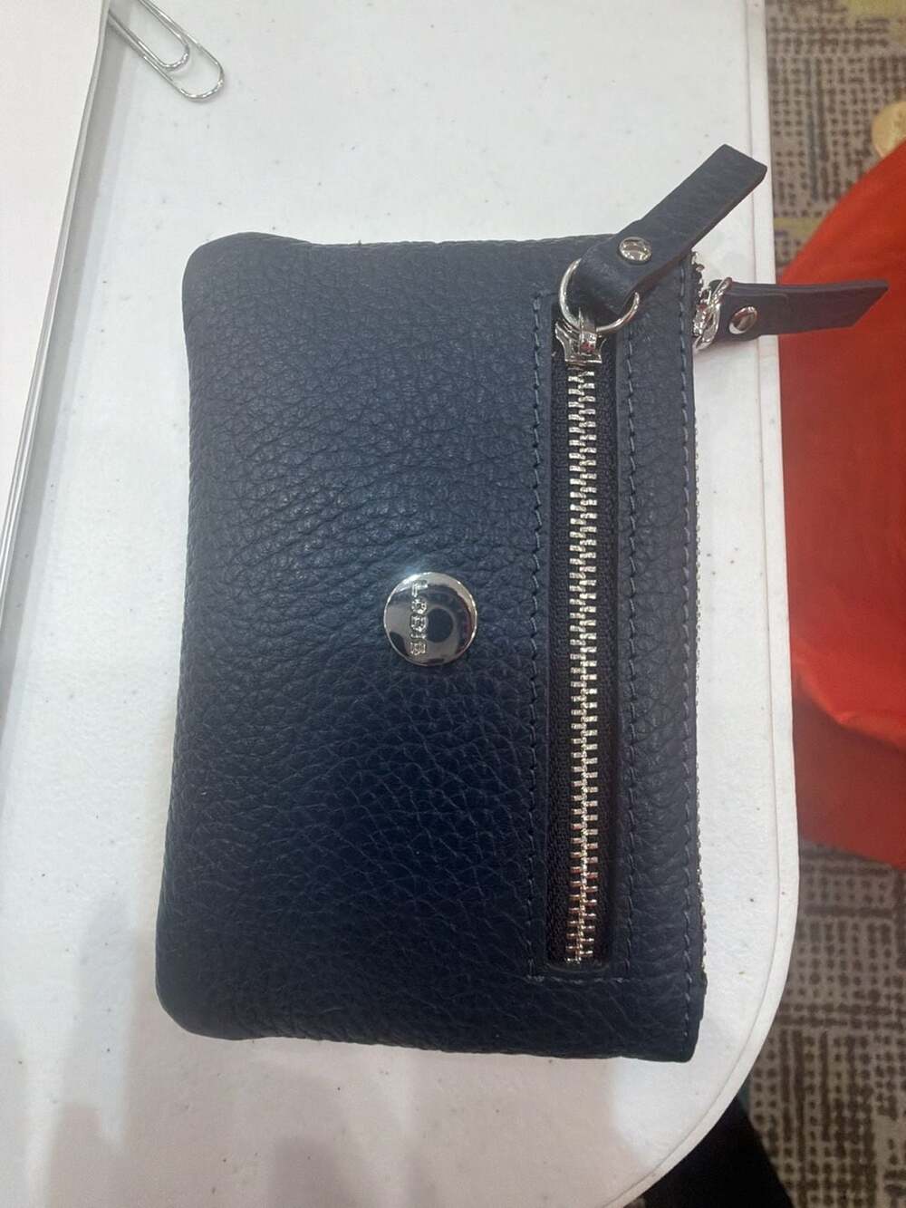 Lodis Black Pebbled Leather Zip Wallet Card Case